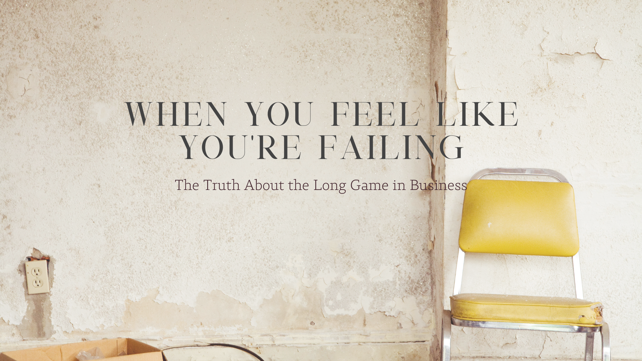 A worn-out yellow chair with a torn cushion sits against a cracked, peeling wall in an empty room, symbolizing loneliness, struggle, and perseverance in the face of failure.