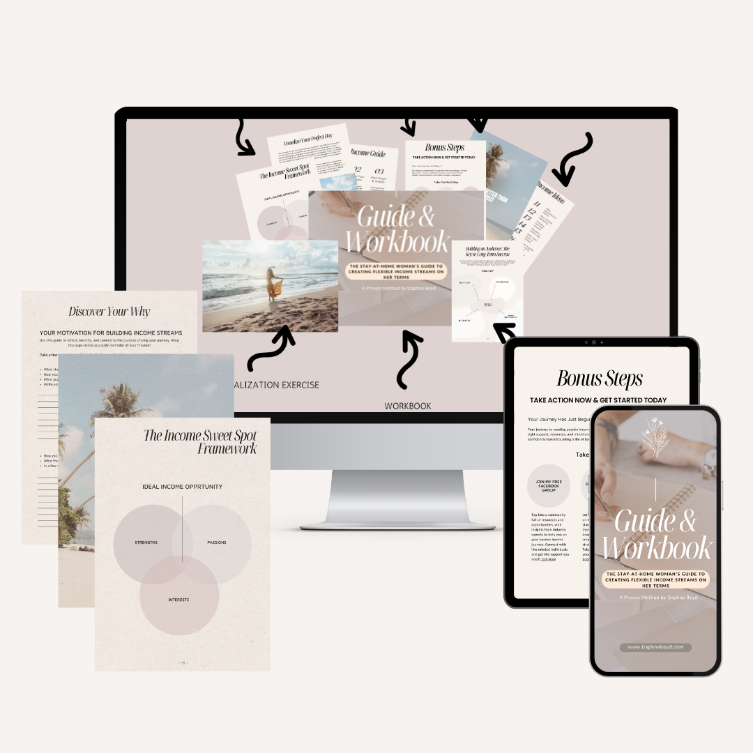Guide to Passive Income by Daphne Boyd, marketing coach for women entrepreneurs, teaching SEO, automation, and business growth strategies for earning passive income.